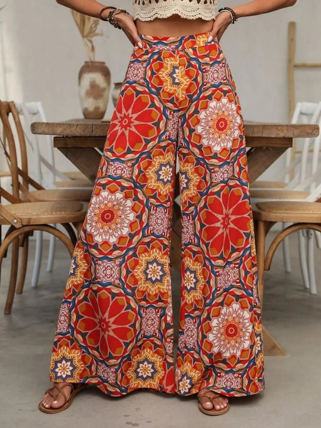 Printed Wide Leg Pants - Goddess Vibes