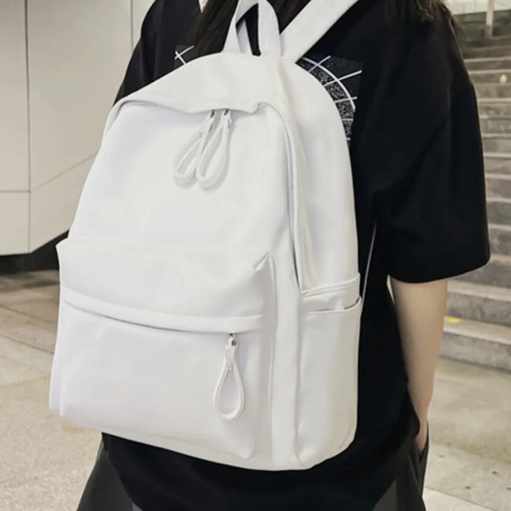 PU Leather Zip Backpack Bag - Crowned Energy CO.