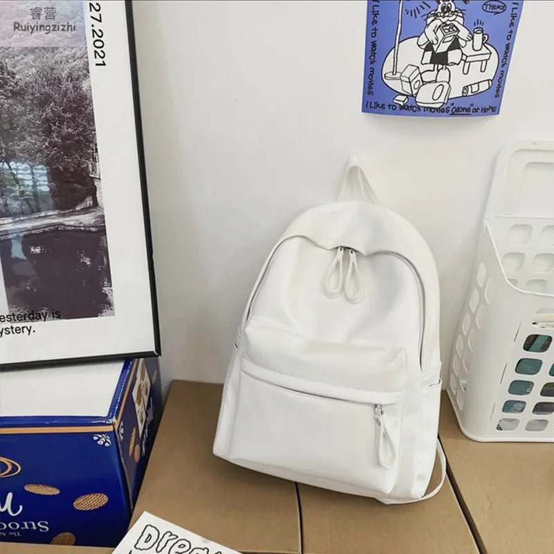PU Leather Zip Backpack Bag - Crowned Energy CO.