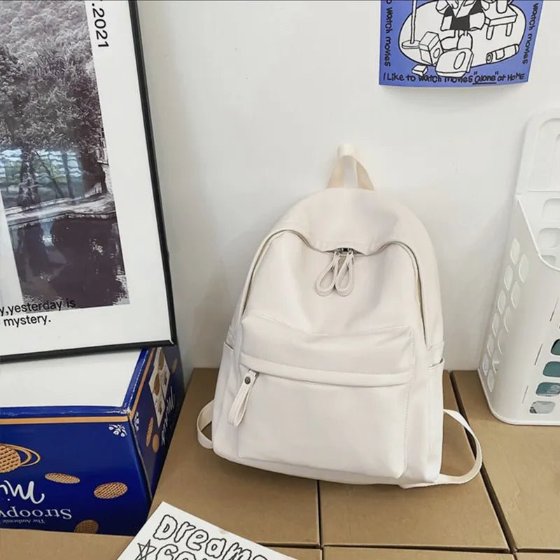 PU Leather Zip Backpack Bag - Crowned Energy CO.