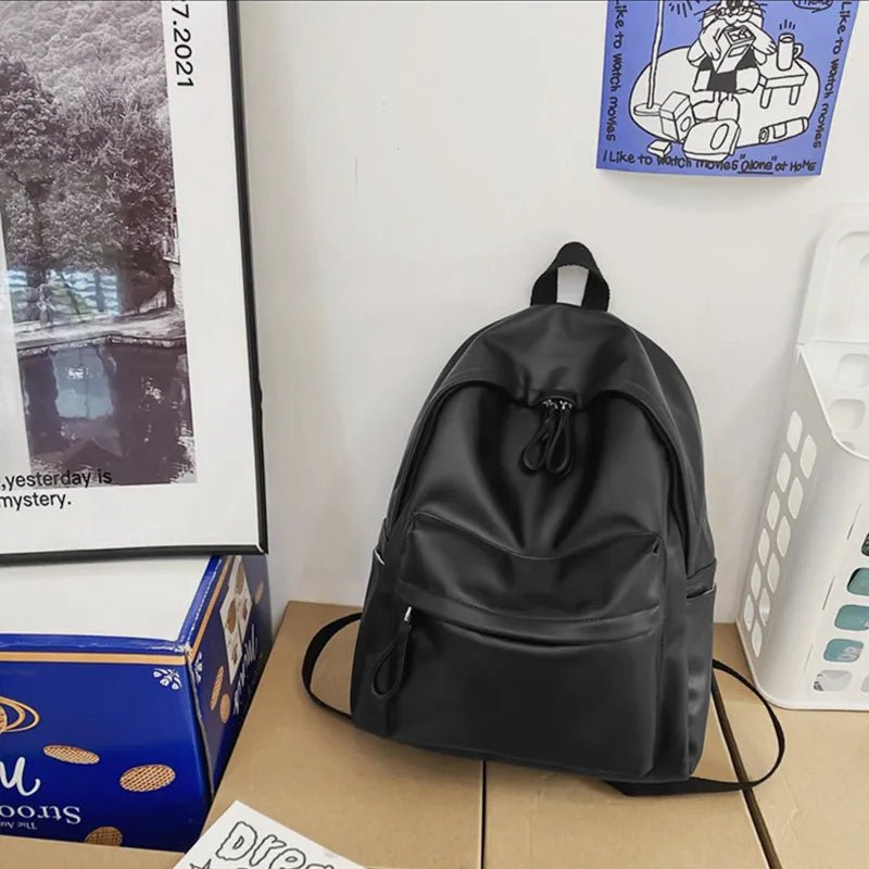 PU Leather Zip Backpack Bag - Crowned Energy CO.
