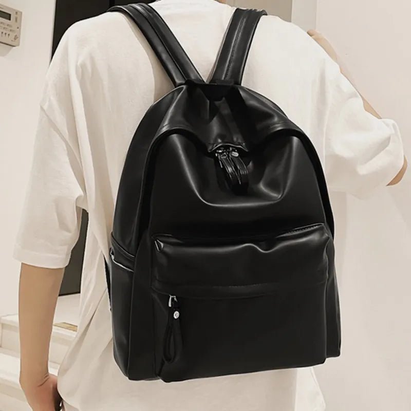 PU Leather Zip Backpack Bag - Crowned Energy CO.