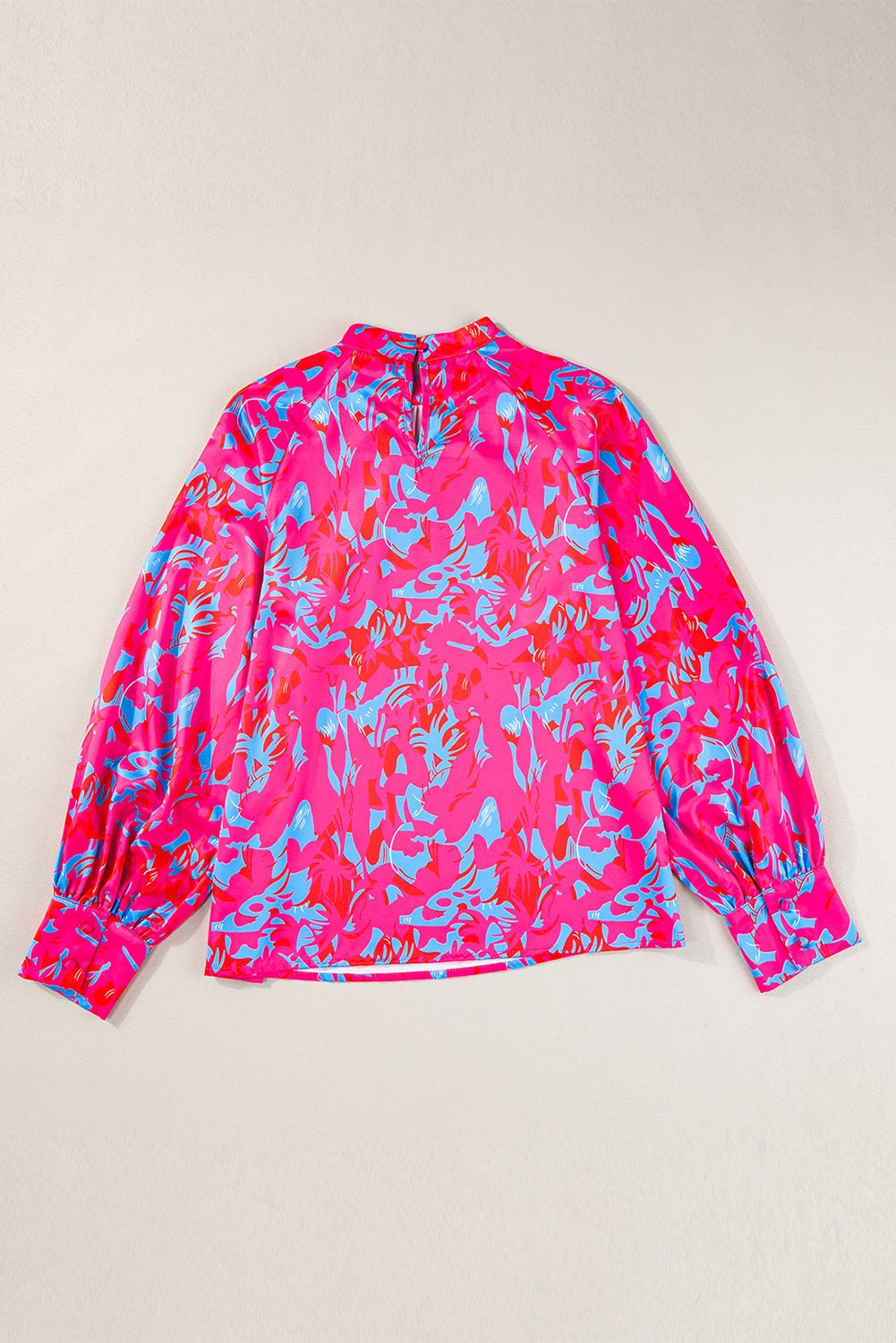 Crowned Energy CO. Purple / S / 100%Polyester Dear-Lover Dropshipping Tops/Blouses & Shirts Purple Printed Bubble Sleeve Mock Neck Blouse