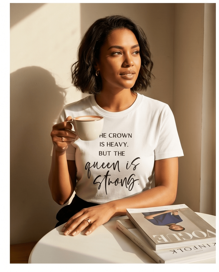 Queen Strength Quote T-Shirt – The Crown Is Heavy Tee - Crowned Energy CO.