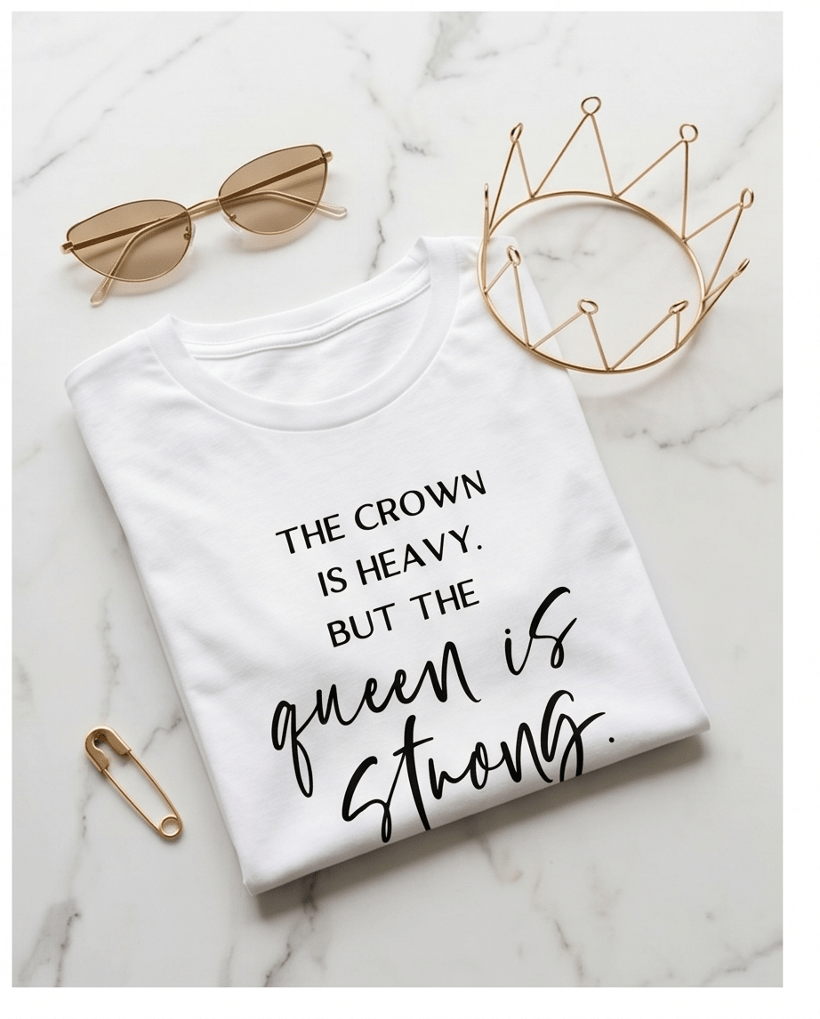 Queen Strength Quote T-Shirt – The Crown Is Heavy Tee - Crowned Energy CO.