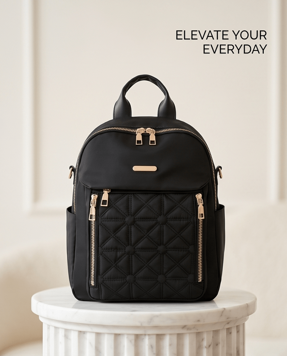 Quilted Oxford Backpack in Durable Oxford Cloth - Crowned Energy CO.