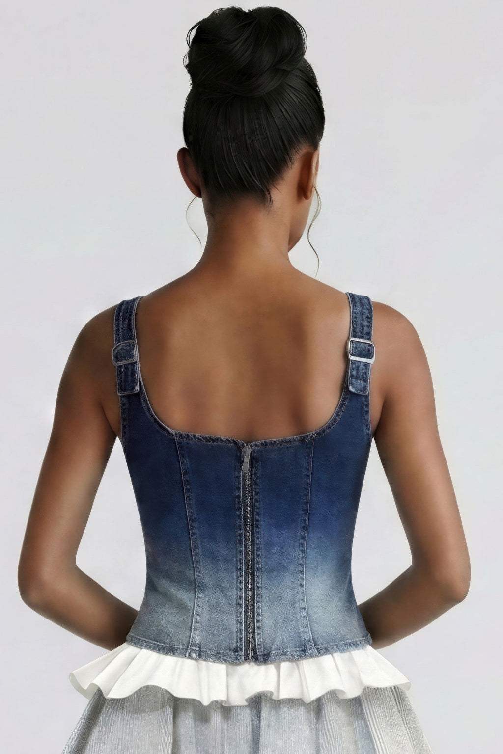 Rebel Stitch Lace-Up Denim Corset Top - Crowned Energy CO.