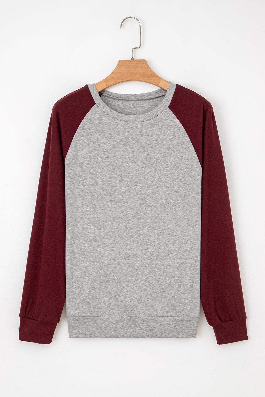 Red Dahlia Colorblock Raglan Long Sleeve T Shirt - Crowned Energy CO.
