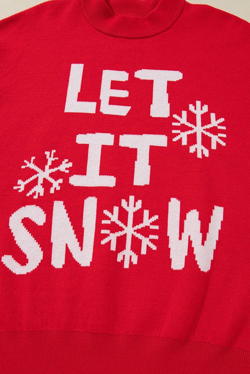 Crowned Energy CO. Red Dahlia / S / 52%Viscose+26%Polyester+22%Polyamide Dear-Lover Dropshipping Sweaters & Cardigans/Sweaters Red Dahlia LET IT SNOW Graphic Christmas Holiday Loose Sweater