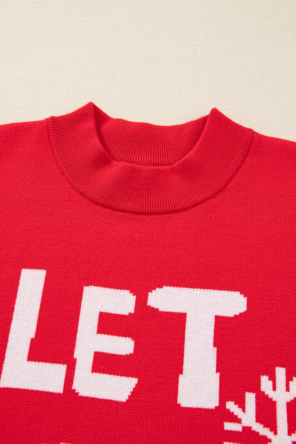 Crowned Energy CO. Red Dahlia / S / 52%Viscose+26%Polyester+22%Polyamide Dear-Lover Dropshipping Sweaters & Cardigans/Sweaters Red Dahlia LET IT SNOW Graphic Christmas Holiday Loose Sweater
