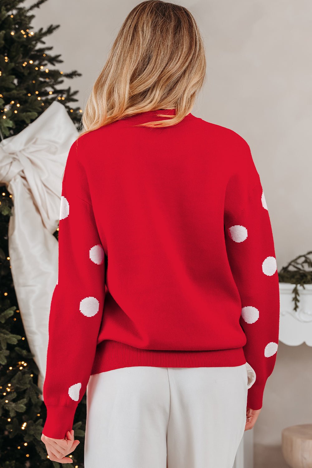 Crowned Energy CO. Red Dahlia / S / 52%Viscose+26%Polyester+22%Polyamide Dear-Lover Dropshipping Sweaters & Cardigans/Sweaters Red Dahlia LET IT SNOW Graphic Christmas Holiday Loose Sweater