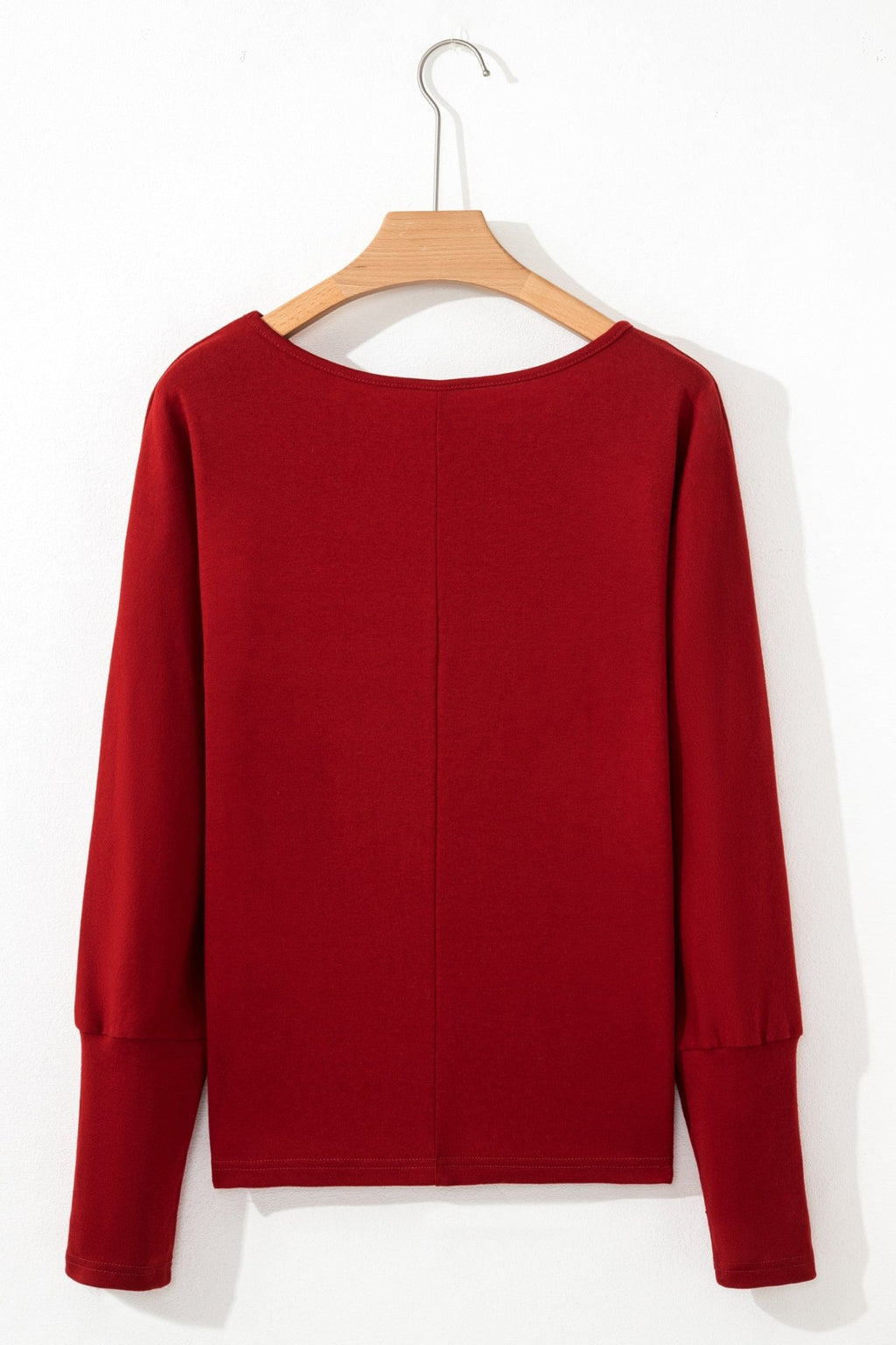 Red Dahlia Solid Color Extended Cuffs Long Sleeve Top - Crowned Energy CO.