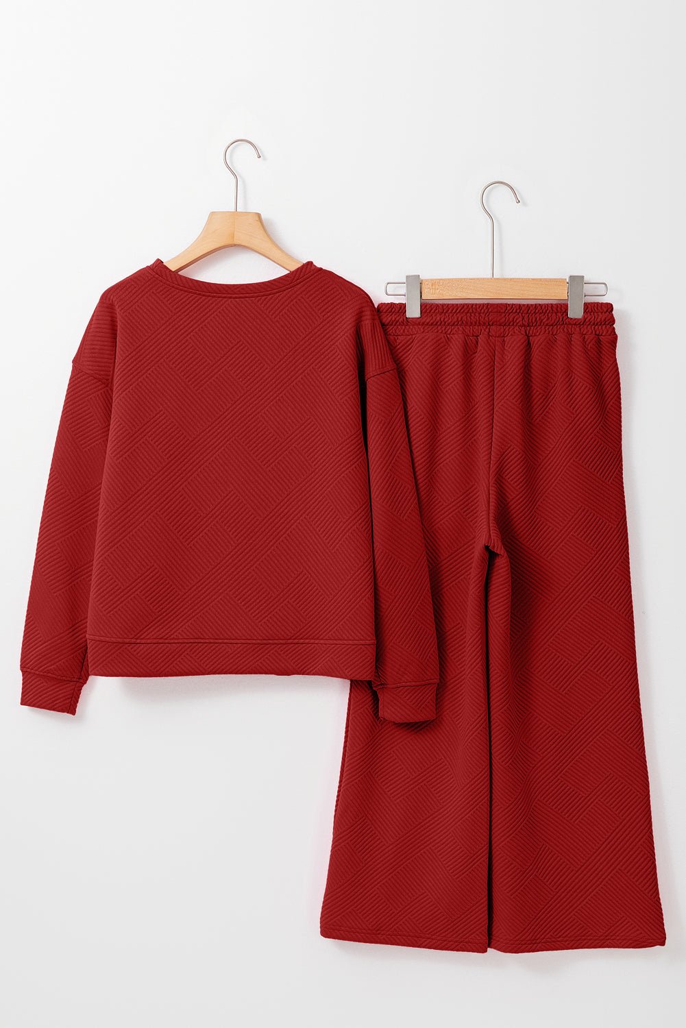 Red Dahlia Ultra Loose Textured 2pcs Slouchy Outfit - Crowned Energy CO.