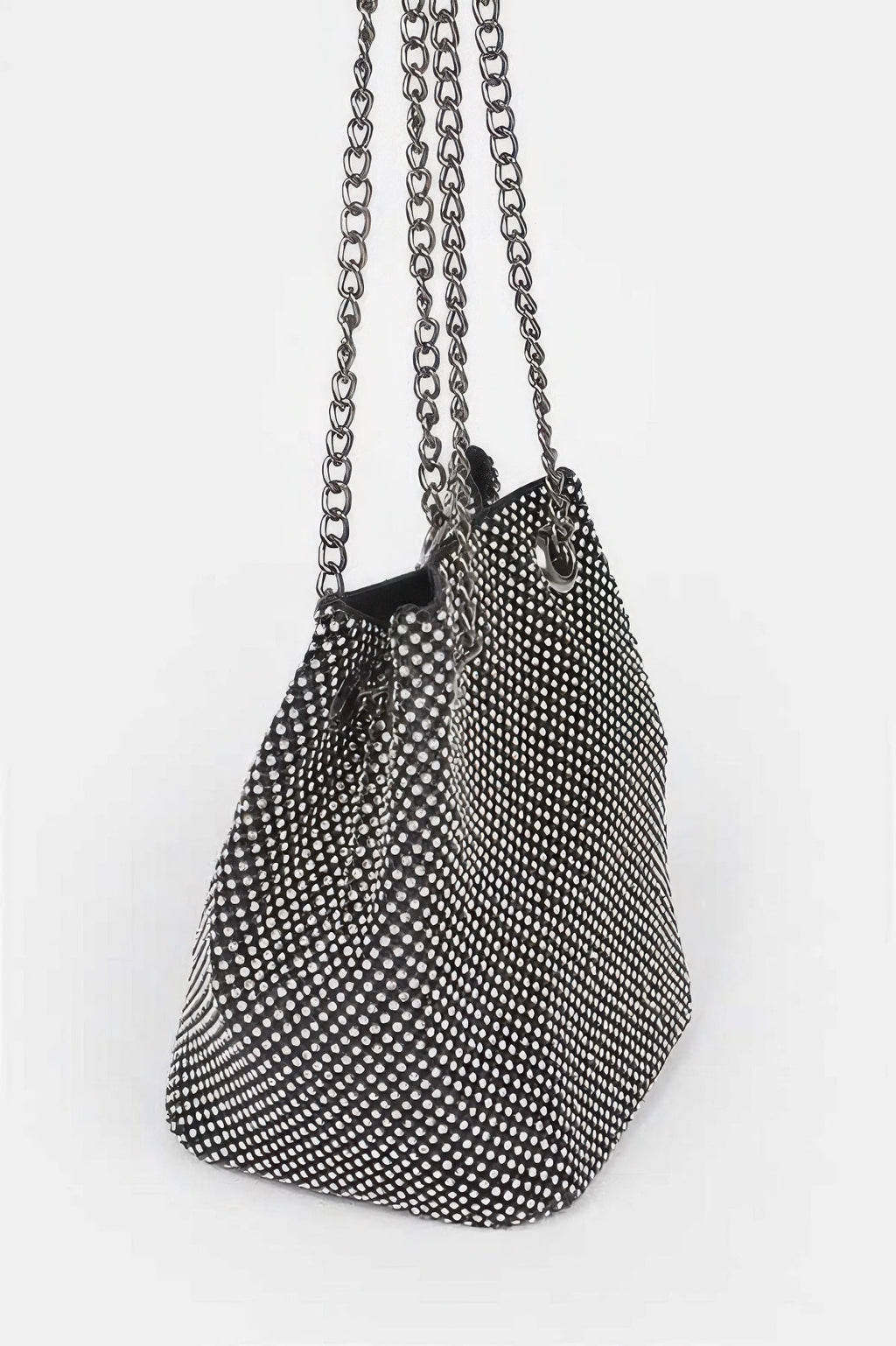 Rhinestone Bucket Chain Bag - Crowned Energy CO.
