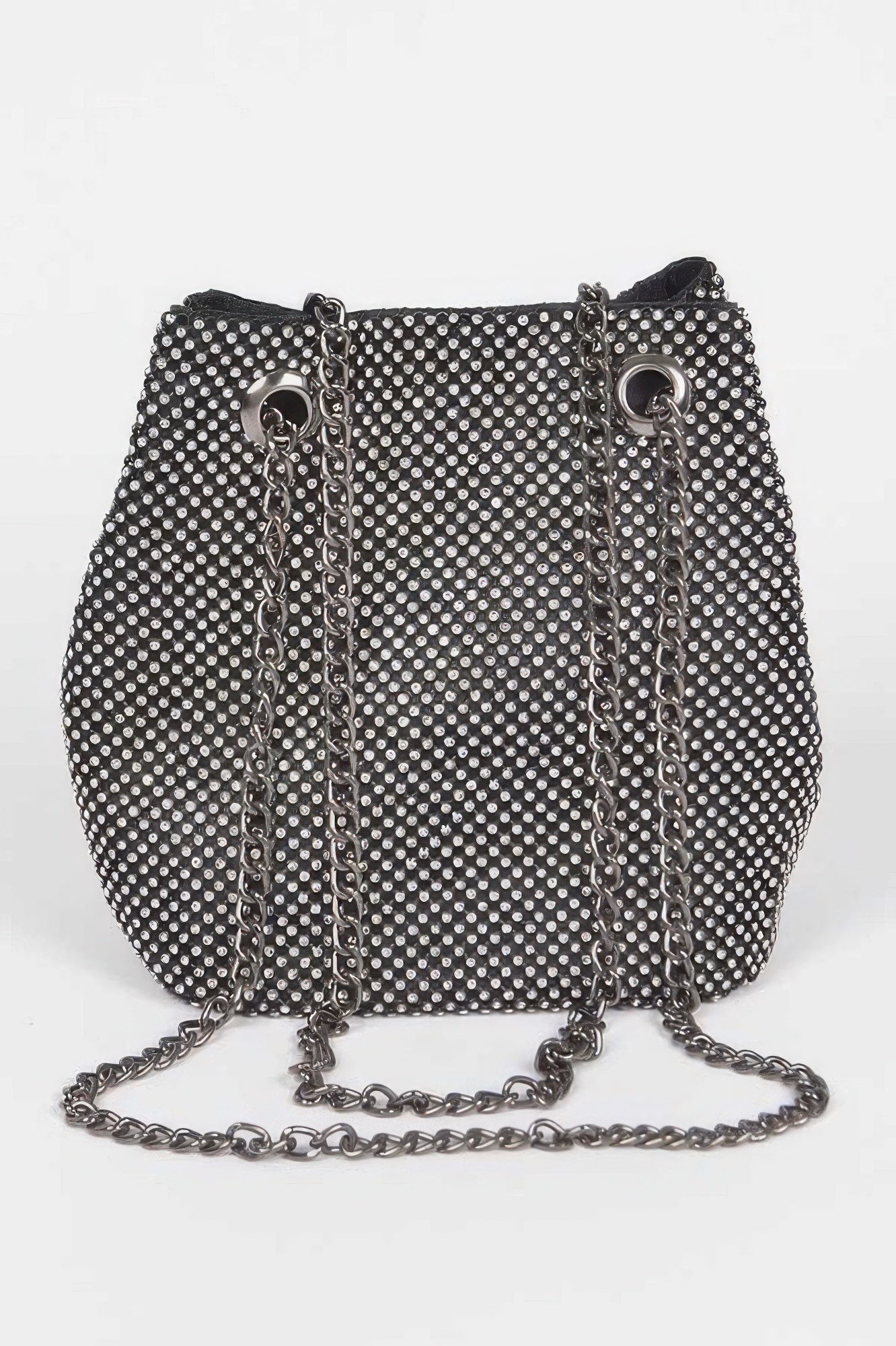 Rhinestone Bucket Chain Bag - Crowned Energy CO.