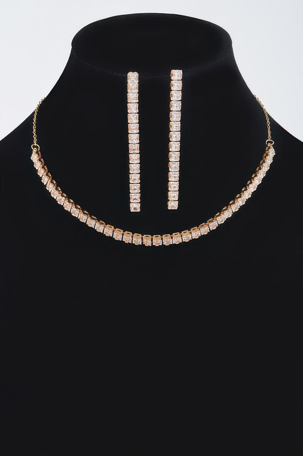 Rhinestone Choker W/earring - Crowned Energy CO.