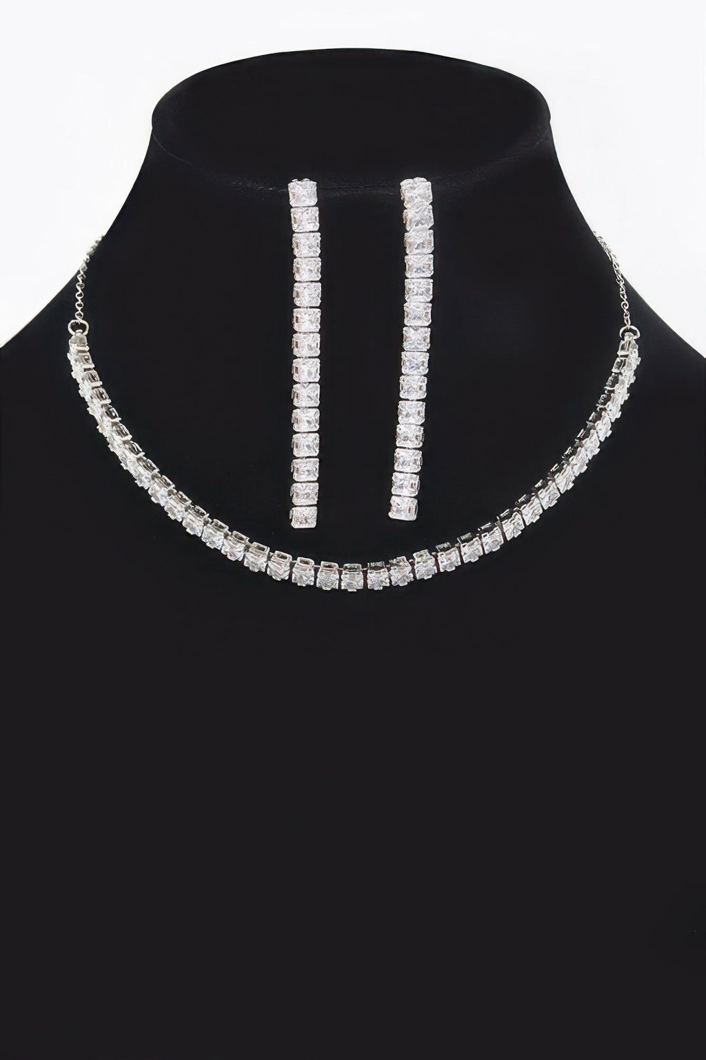 Rhinestone Choker W/earring - Crowned Energy CO.