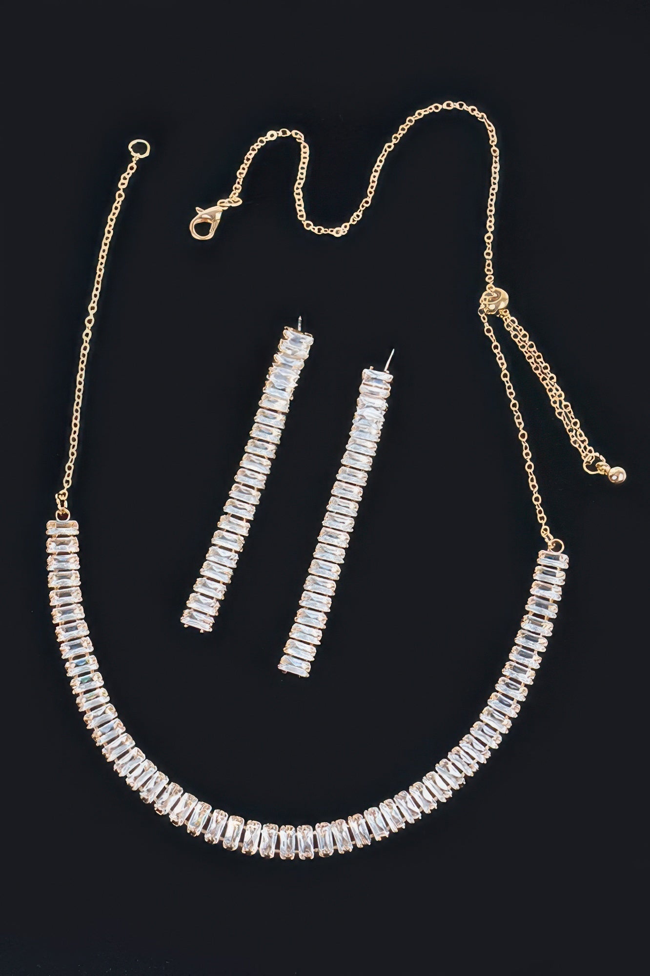 Rhinestone Choker W/earring - Crowned Energy CO.