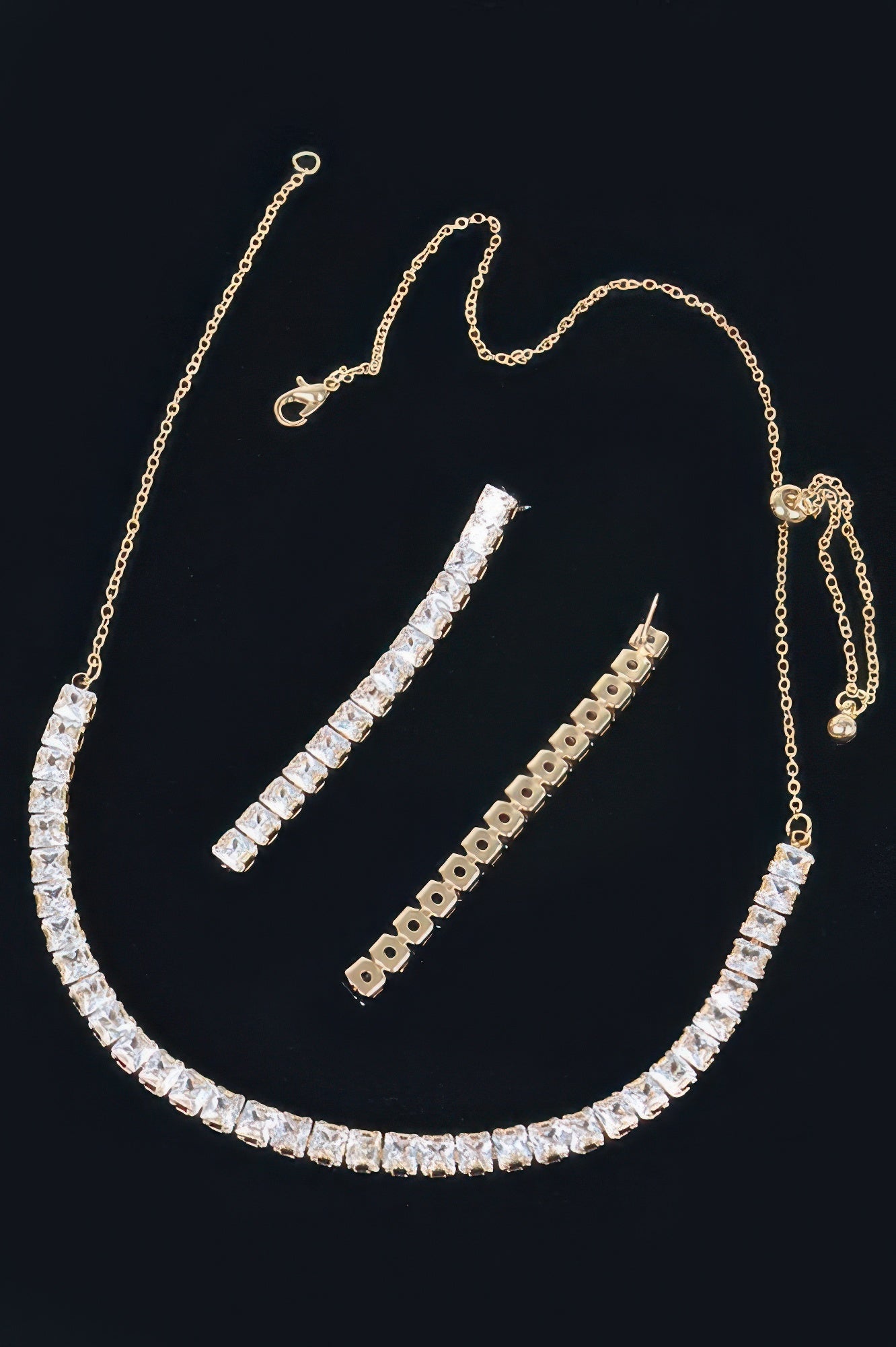 Rhinestone Choker W/earring - Crowned Energy CO.