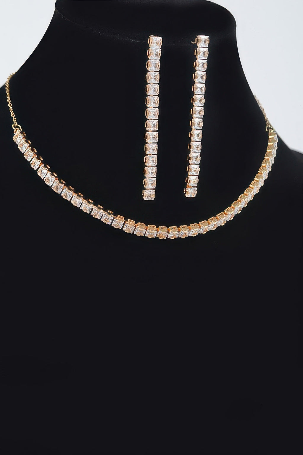 Rhinestone Choker W/earring - Crowned Energy CO.