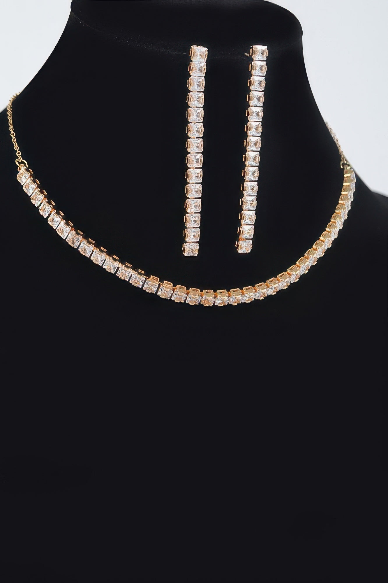 Rhinestone Choker W/earring - Crowned Energy CO.