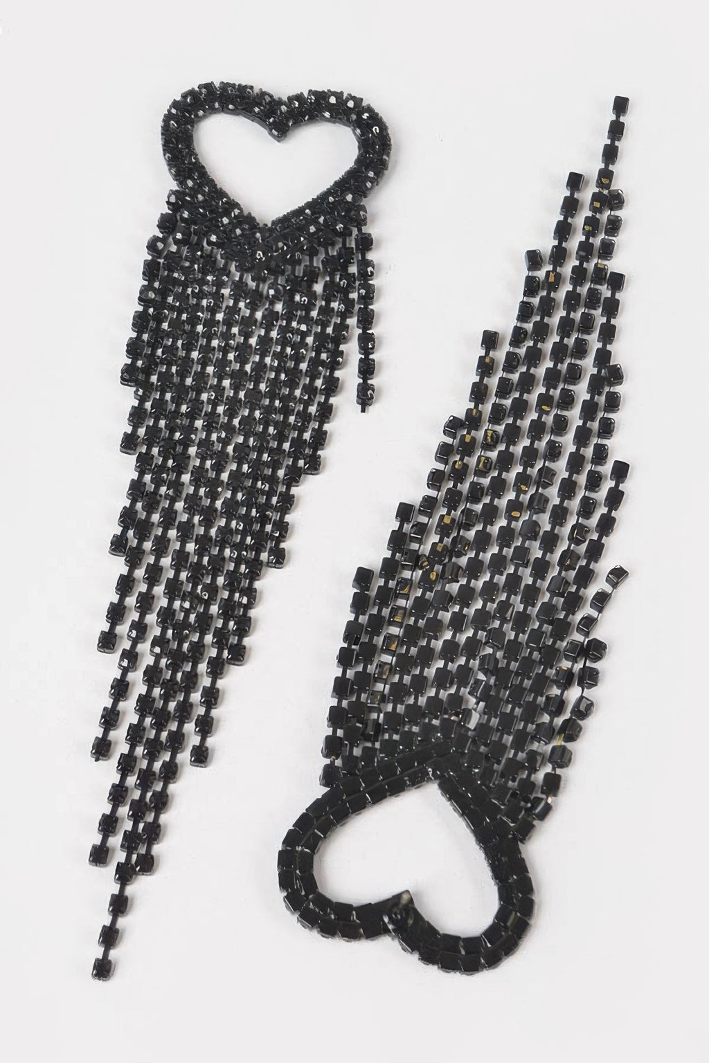 Crowned Energy CO. Black CCWHOLESALECLOTHING Earrings Rhinestone Heart Fringe Earring