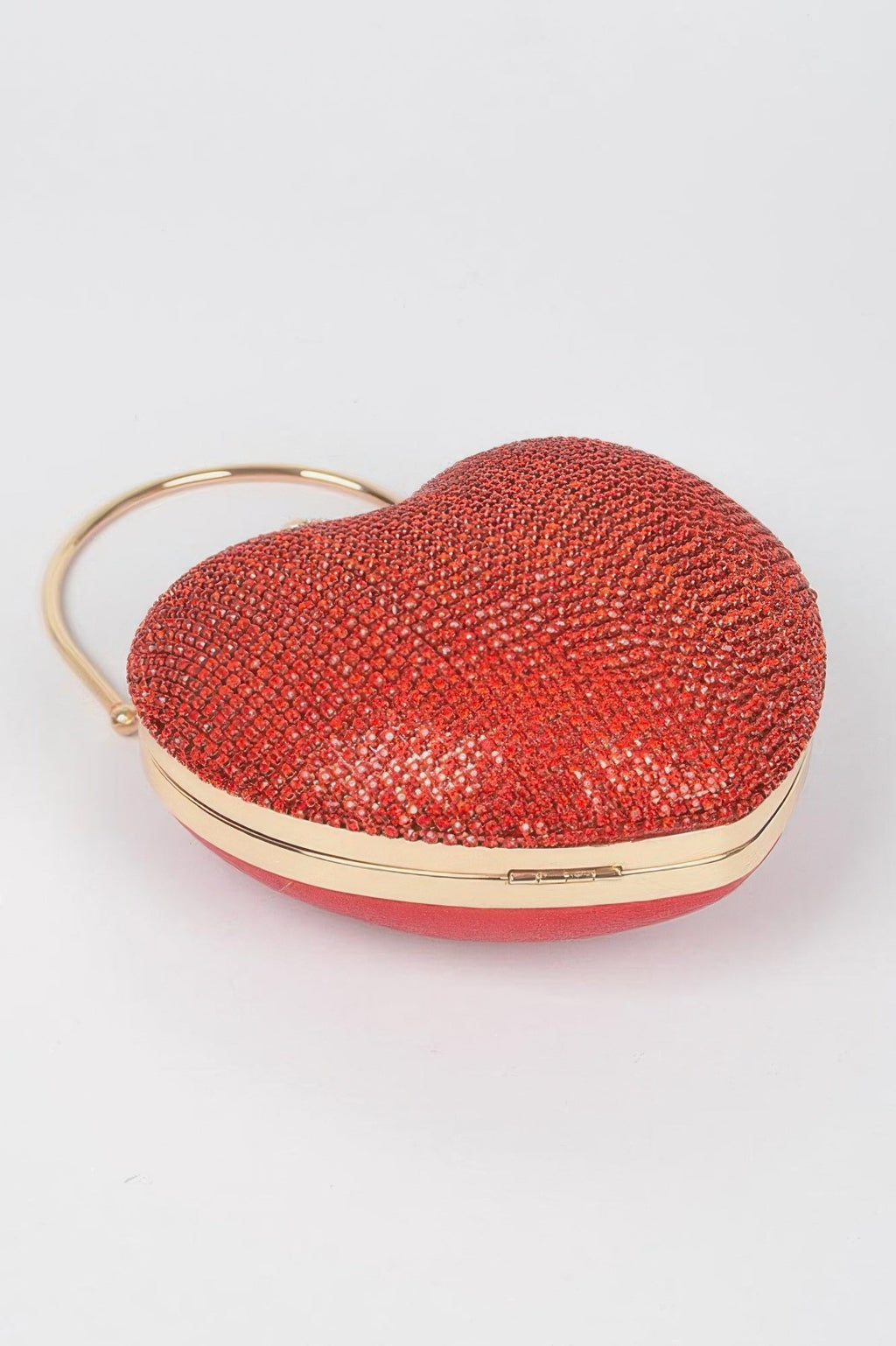 Crowned Energy CO. Clear Gold CCWHOLESALECLOTHING Clutch Rhinestone Heart Shape Party Clutch