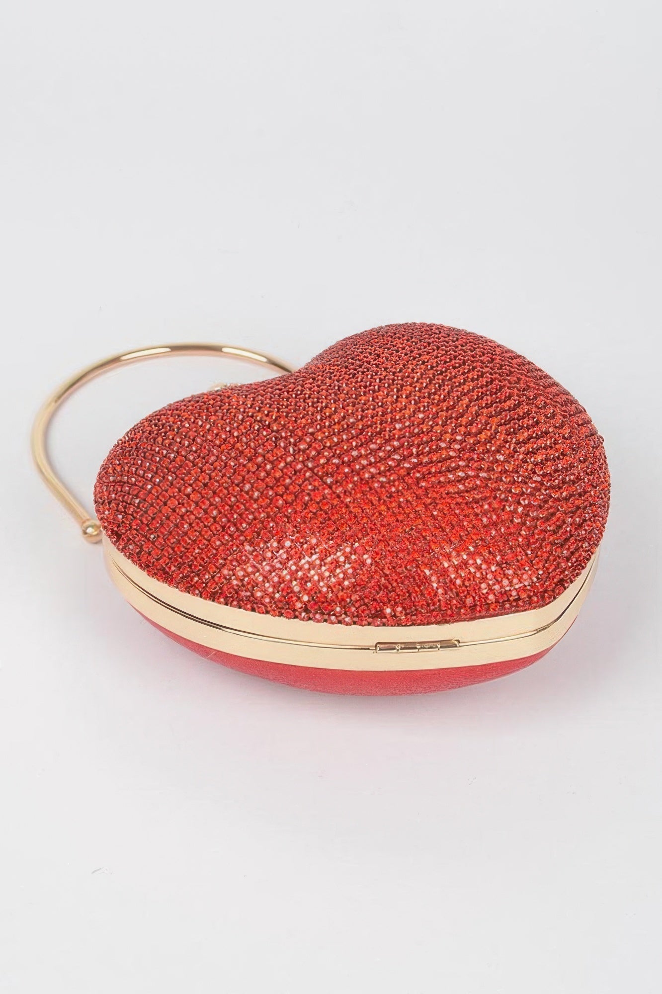 Crowned Energy CO. Clear Gold CCWHOLESALECLOTHING Clutch Rhinestone Heart Shape Party Clutch