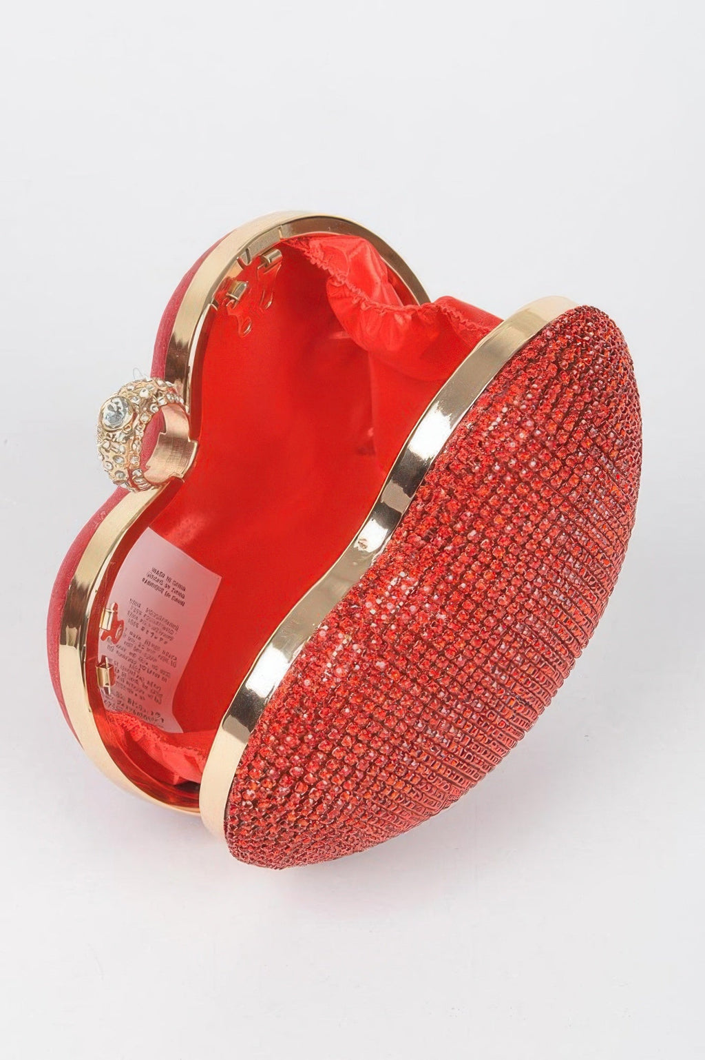 Crowned Energy CO. Clear Gold CCWHOLESALECLOTHING Clutch Rhinestone Heart Shape Party Clutch