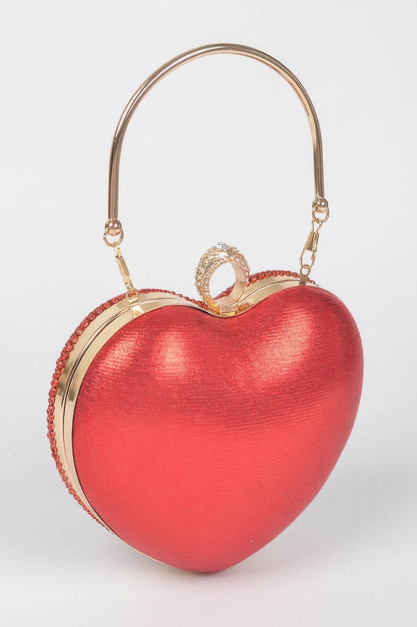 Crowned Energy CO. Clear Gold CCWHOLESALECLOTHING Clutch Rhinestone Heart Shape Party Clutch