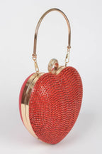 Crowned Energy CO. Clear Gold CCWHOLESALECLOTHING Clutch Rhinestone Heart Shape Party Clutch