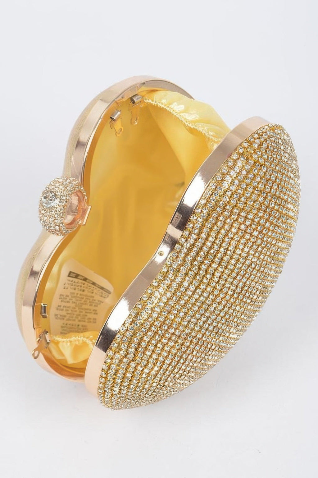 Crowned Energy CO. Clear Gold CCWHOLESALECLOTHING Clutch Rhinestone Heart Shape Party Clutch