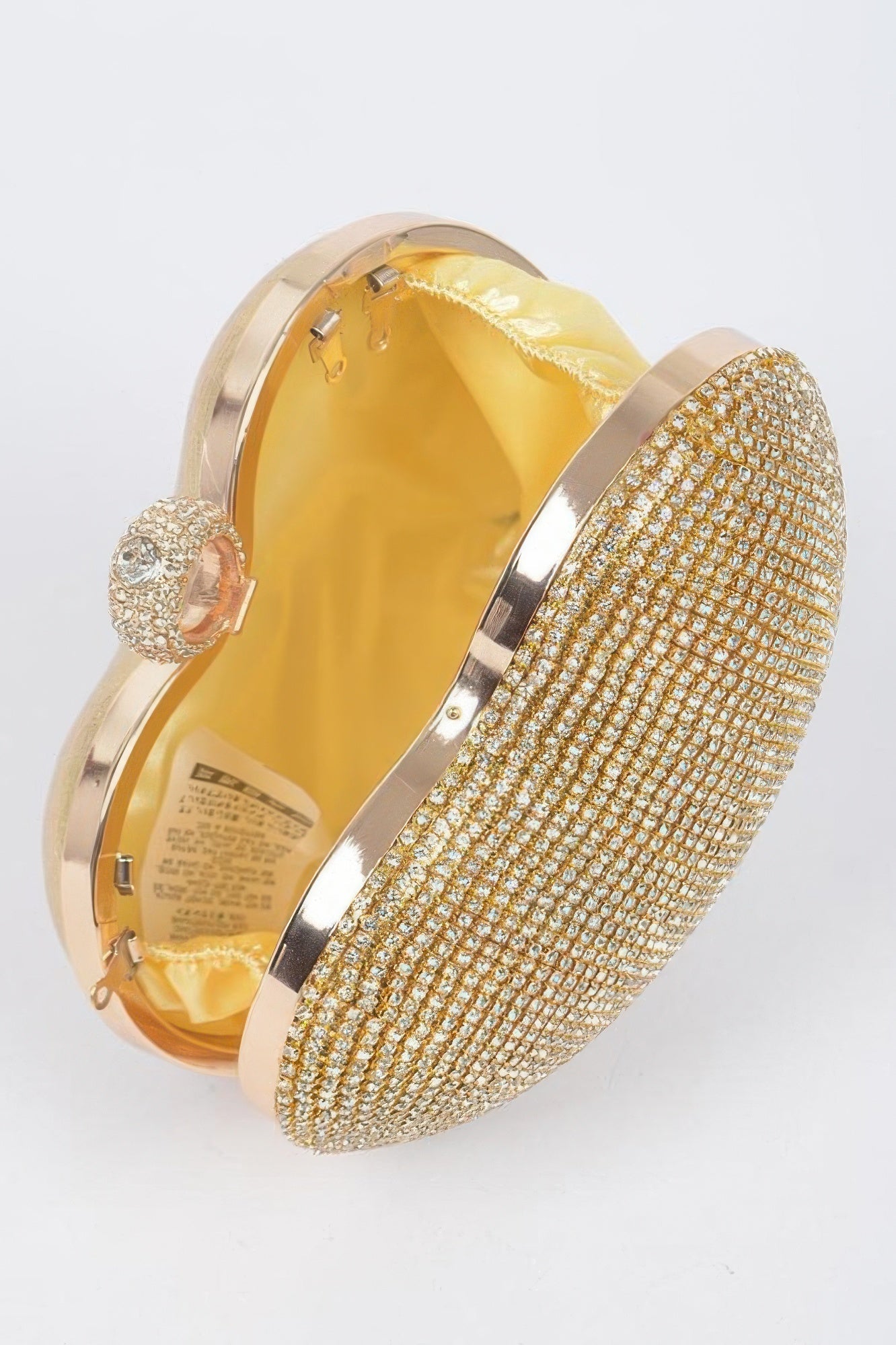 Crowned Energy CO. Clear Gold CCWHOLESALECLOTHING Clutch Rhinestone Heart Shape Party Clutch