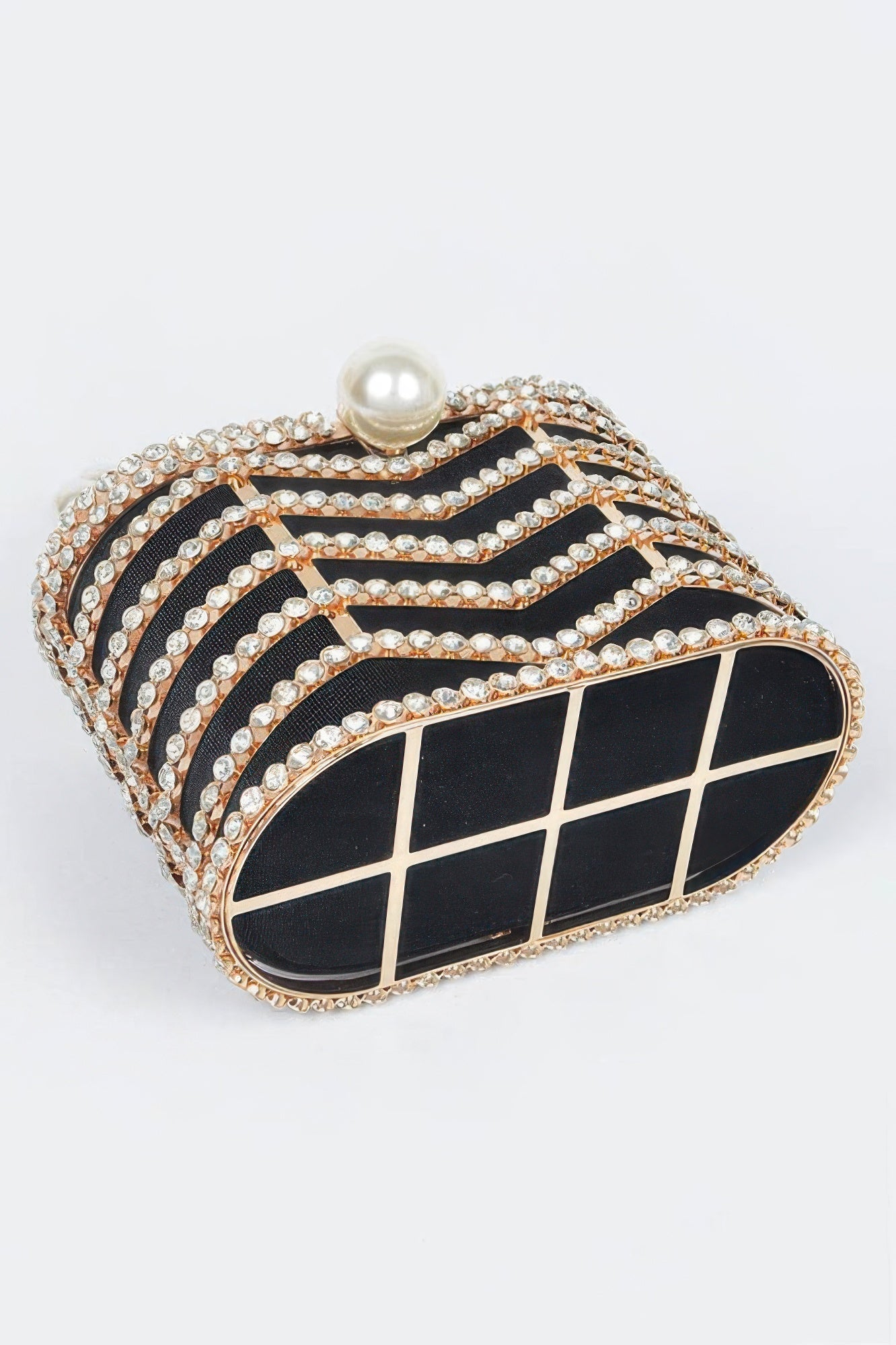 Rhinestone Metal Frame Clutch - Crowned Energy CO.