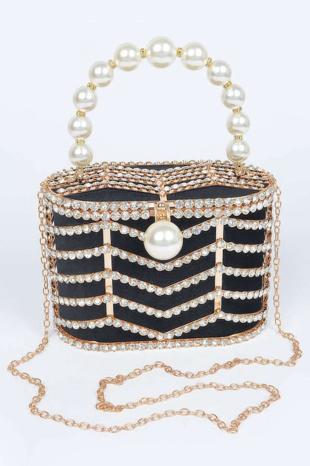 Rhinestone Metal Frame Clutch - Crowned Energy CO.