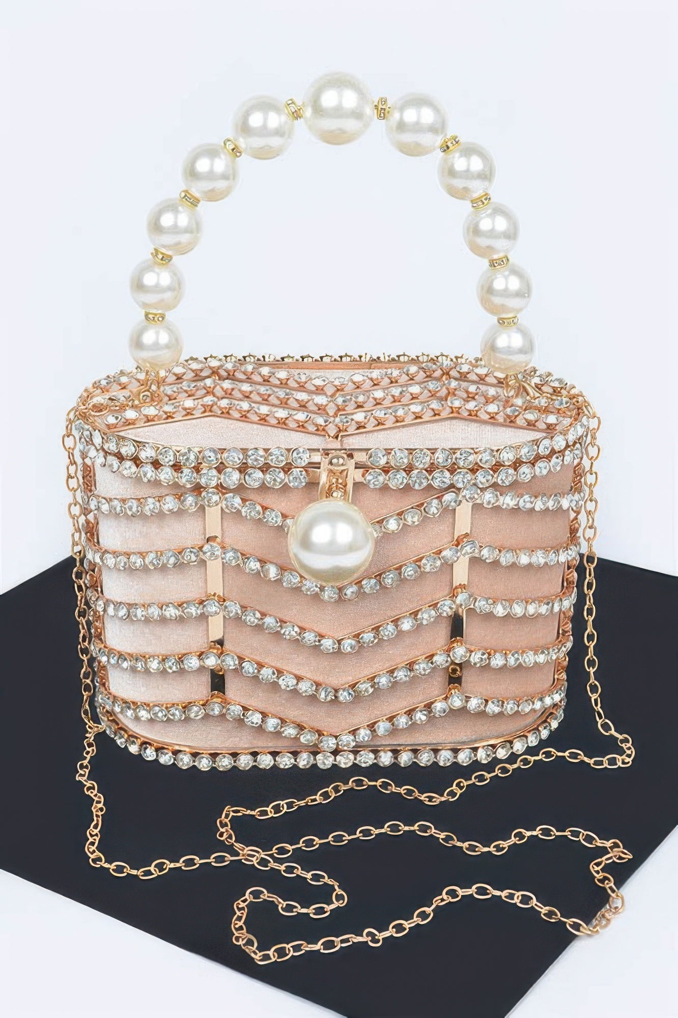 Rhinestone Metal Frame Clutch - Crowned Energy CO.