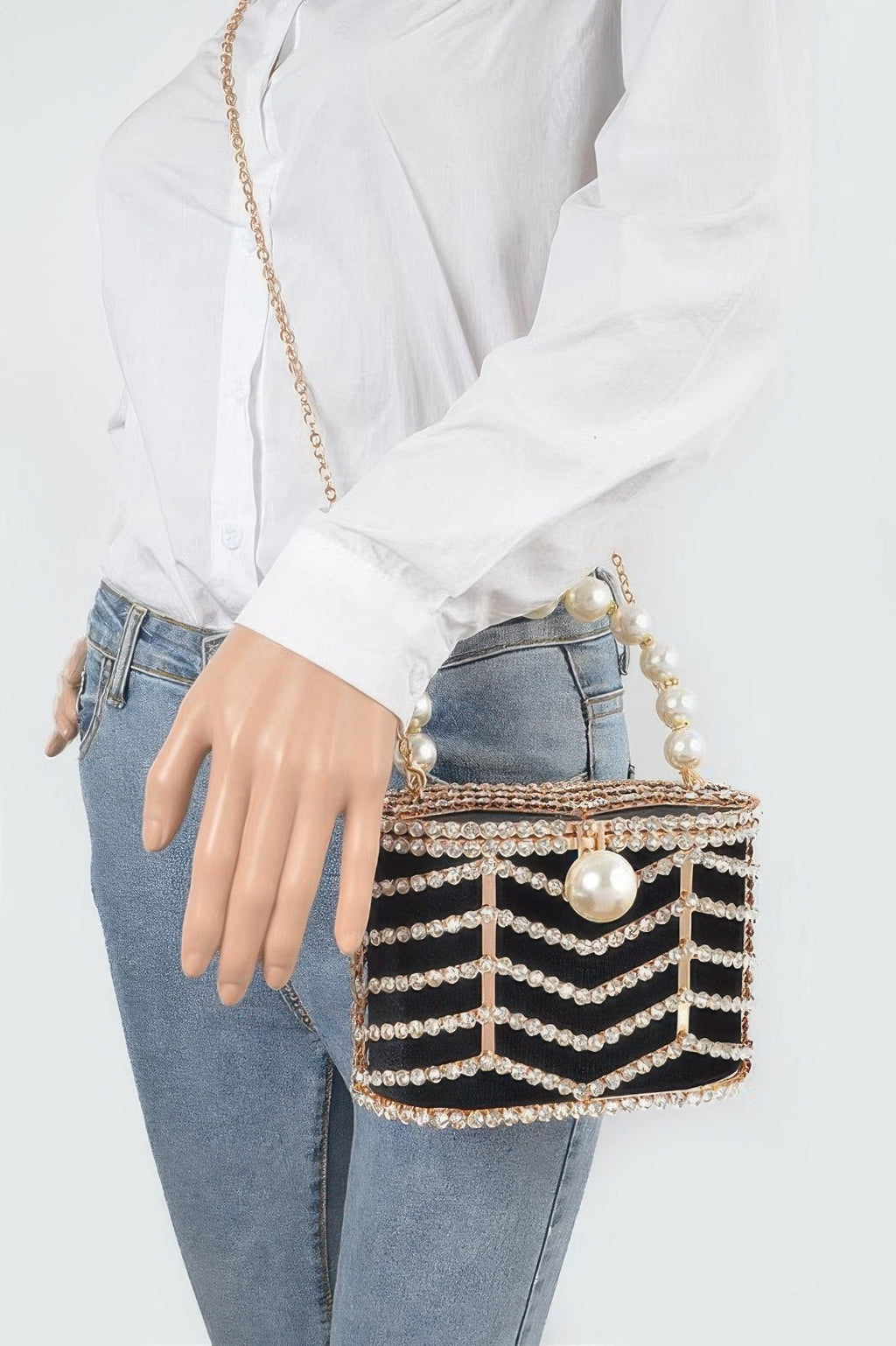 Rhinestone Metal Frame Clutch - Crowned Energy CO.