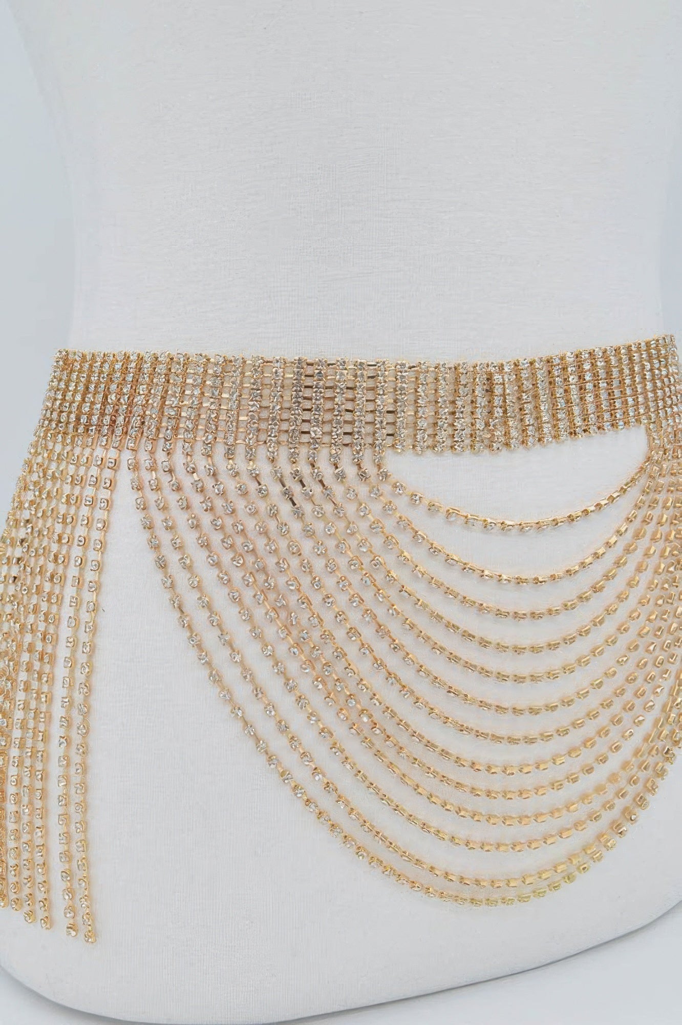 Rhinestone Multi Layered Drop Belt - Crowned Energy CO.