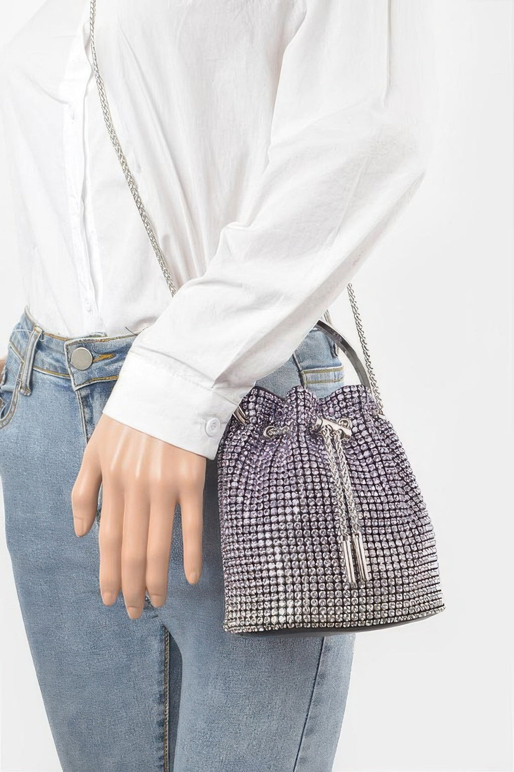 Rhinestone Ombre Bucket Bag - Crowned Energy CO.