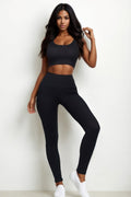 Crowned Energy CO. Black / S CCWHOLESALECLOTHING Activewear/Activewear Sets Ribbed Crop Top & Leggings Set