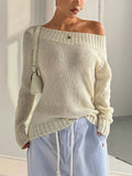 Crowned Energy CO. White / S Trendsi Sweaters & Cardigans/Cardigans Ribbed Knit Boat Neck Sweater