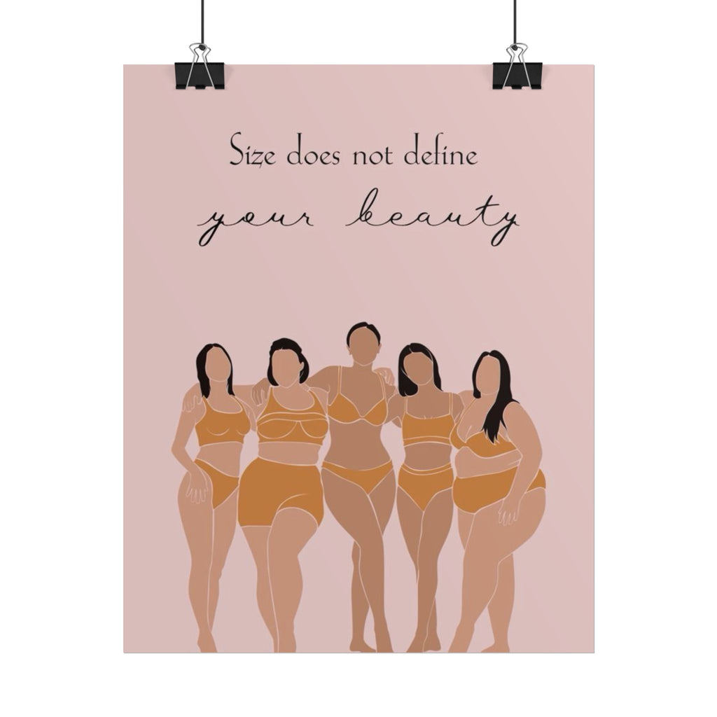 Rolled Poster — "Size Does Not Define Your Beauty" Body Positive Art Print - Crowned Energy CO.