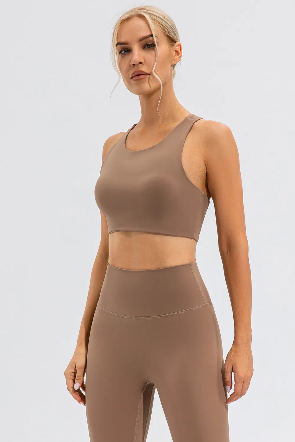 Round Neck Cutout Cropped Active Tank - Crowned Energy CO.