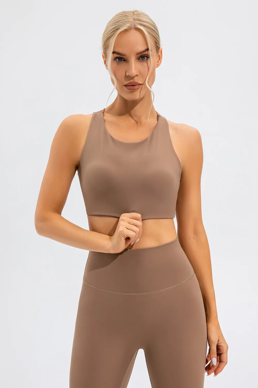 Round Neck Cutout Cropped Active Tank - Crowned Energy CO.