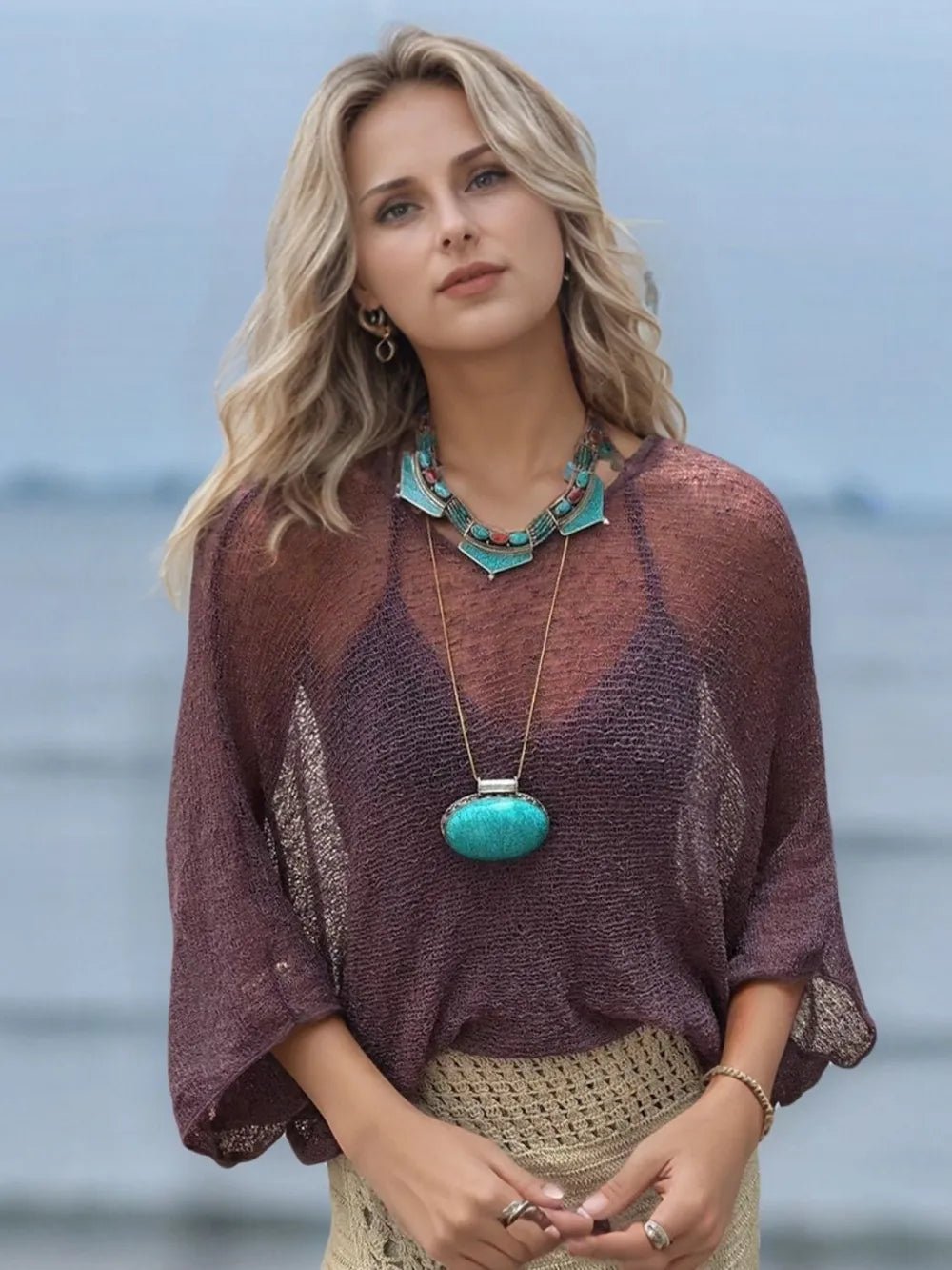 Round Neck Long Sleeve Cover - Up - Crowned Energy CO.