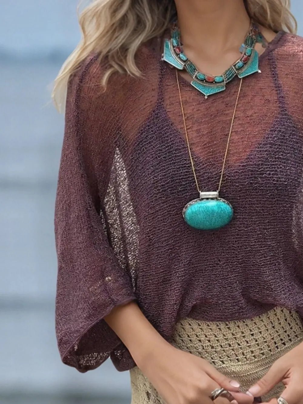 Round Neck Long Sleeve Cover - Up - Crowned Energy CO.