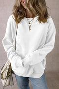 Crowned Energy CO. White / S Trendsi Sweaters & Cardigans/Cardigans Round Neck Long Sleeve Sweatshirt