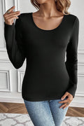 Crowned Energy CO. Black / S Trendsi Shirt Round Neck Long Sleeve Top