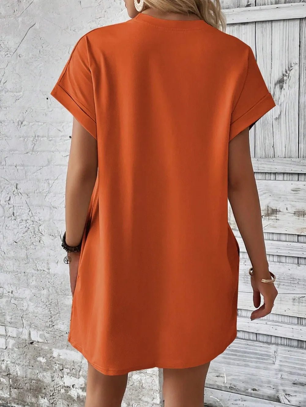 Round Neck Short Sleeve Mini Dress - Crowned Energy CO.