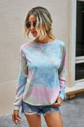 Crowned Energy CO. Pink Blue Green / S CCWHOLESALECLOTHING Sweatshirt Round Neck Tie Dye Open Back Loose Sweatshirt
